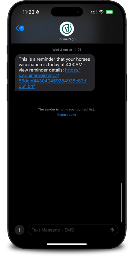 Rappel d'événement par SMS